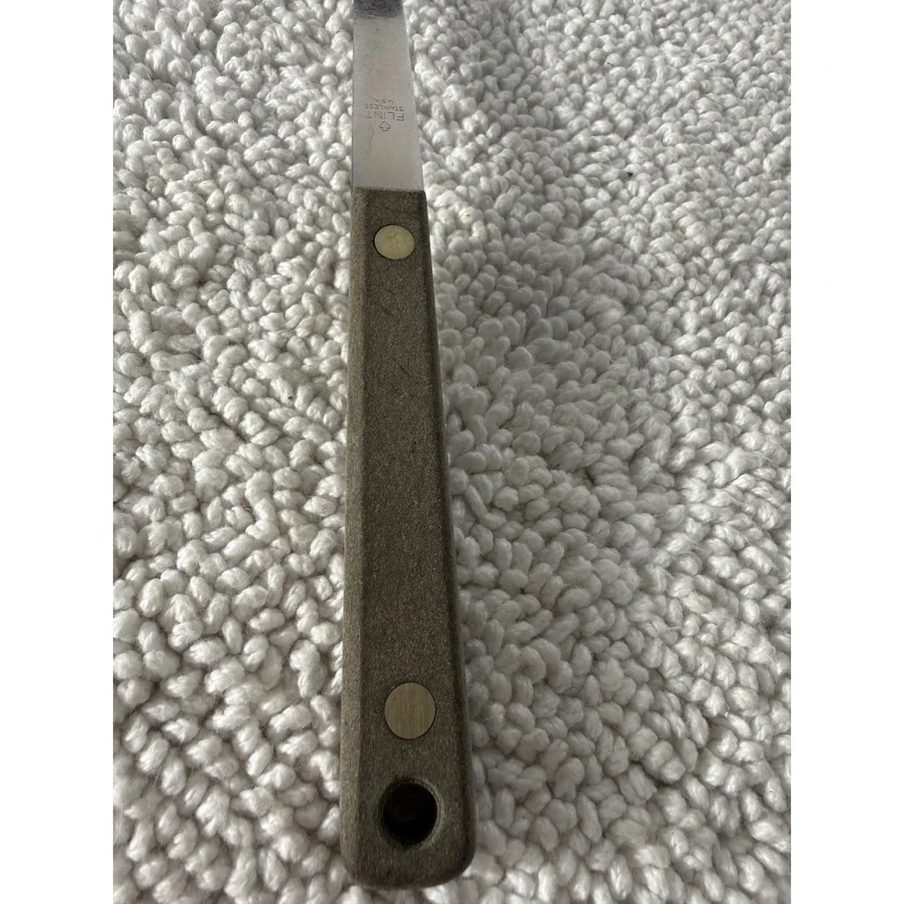 Ekco Flint Stainless Steel Soup Ladle Vintage USA Wood Look Handle 12.5 Inch‎